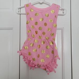 Pink/gold polka-dot romper